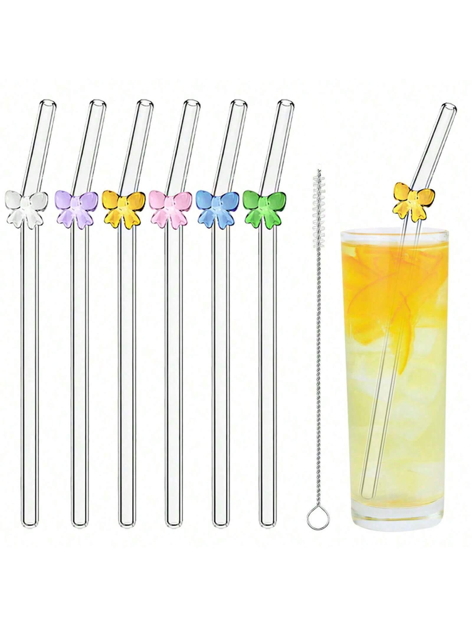 7PCS Reusable Bow Glass Straws - đánh giá và giá Espresso Shot Glass